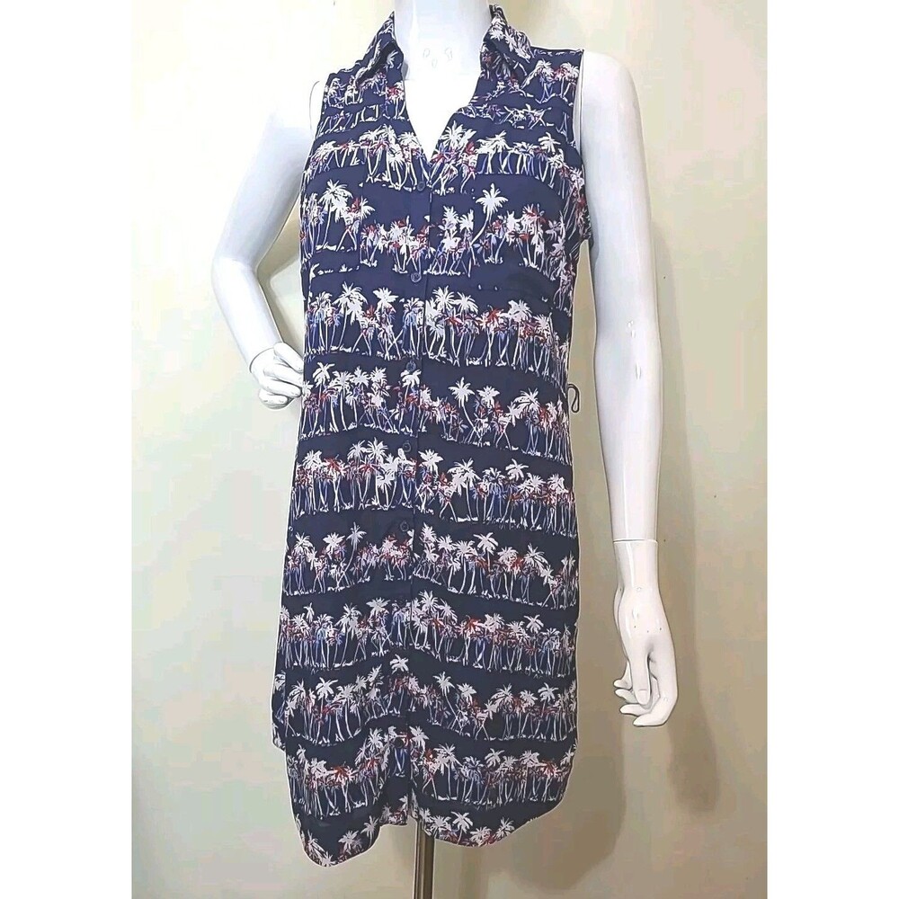 Express Sun Dress Women’s Size Small Multi-Color Tropical Palm Trees